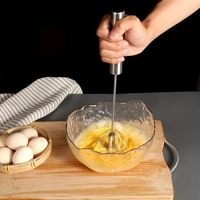 Stainless Steel Egg Beater Durable Semi-Automatic Mixer for Effortless Egg Whipping