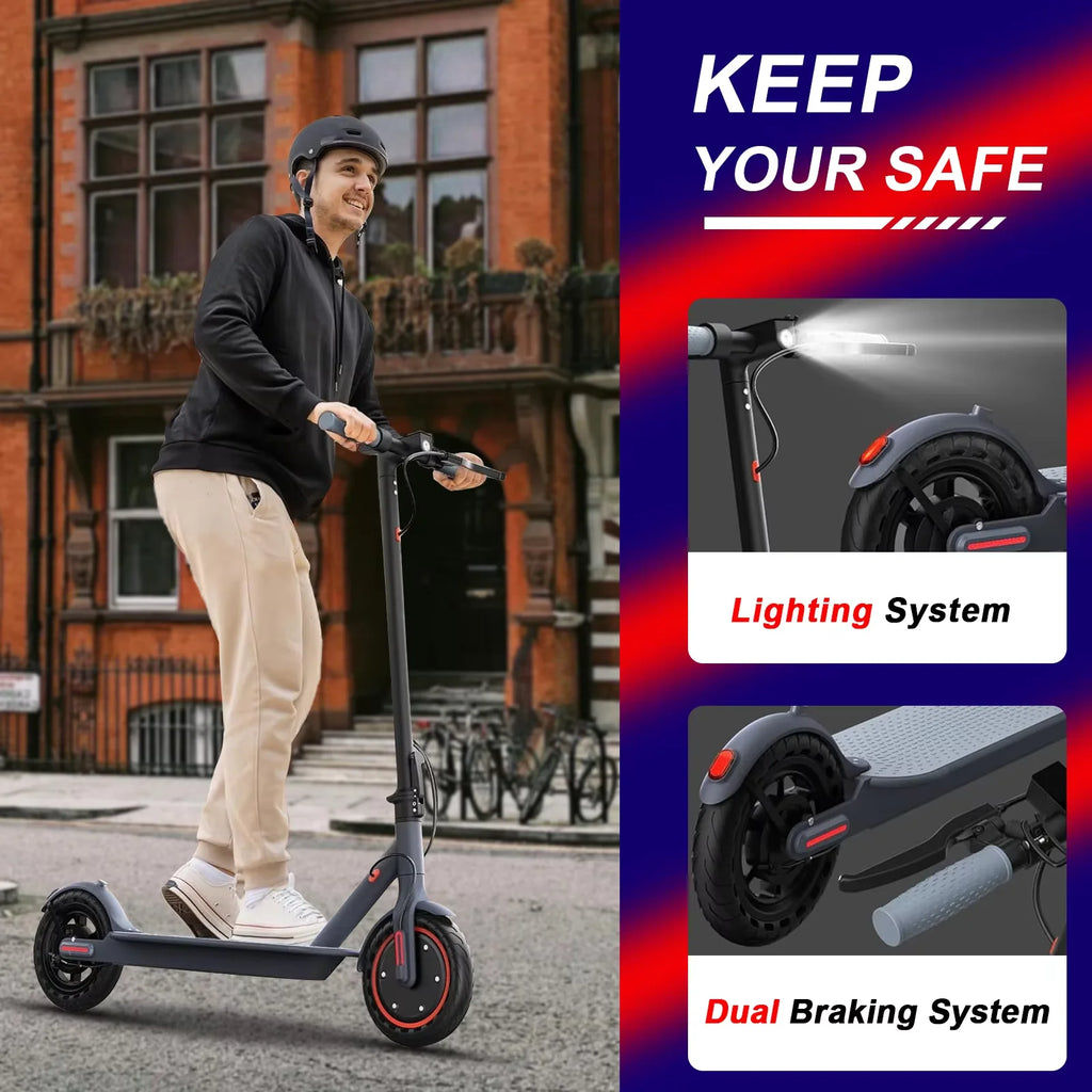 ATSANT i6 350W Electric Scooter 16Miles Long Range 19.3MPH Dual Brakes 8.5Inch Solid Tires Foldable Commuting EScooter for AdulT