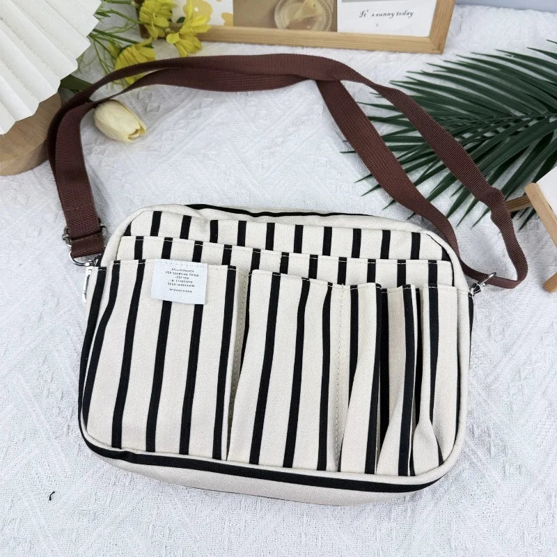Canvas Pencil Pouch Large Capacity Solid Color