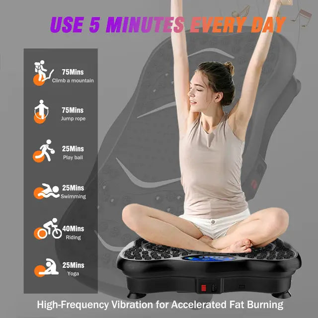 Vibration Plate Exercise Machine Fat-Burning Full Body Workout Power Vibration n Resistance Bands Fitness Equipmen Weight Loss
