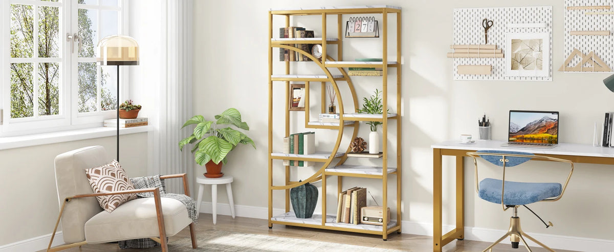 Tribesigns Bookshelf, Industrial 5 Tier Etagere Bookcase, Freestanding Tall Bookshelves Display Shelf Storage Organizer