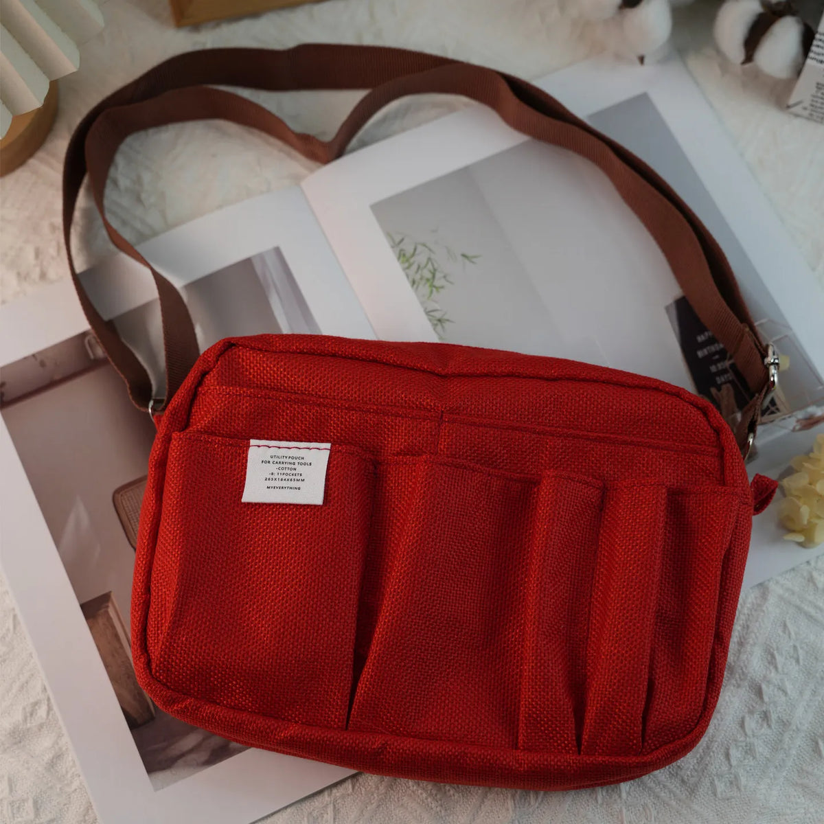 Canvas Pencil Pouch Large Capacity Solid Color