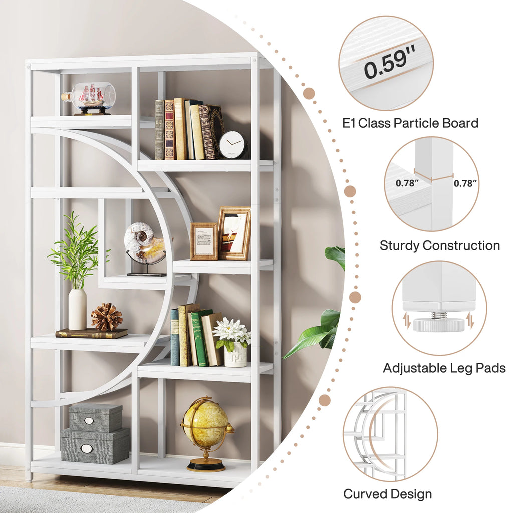Tribesigns Bookshelf, Industrial 5 Tier Etagere Bookcase, Freestanding Tall Bookshelves Display Shelf Storage Organizer