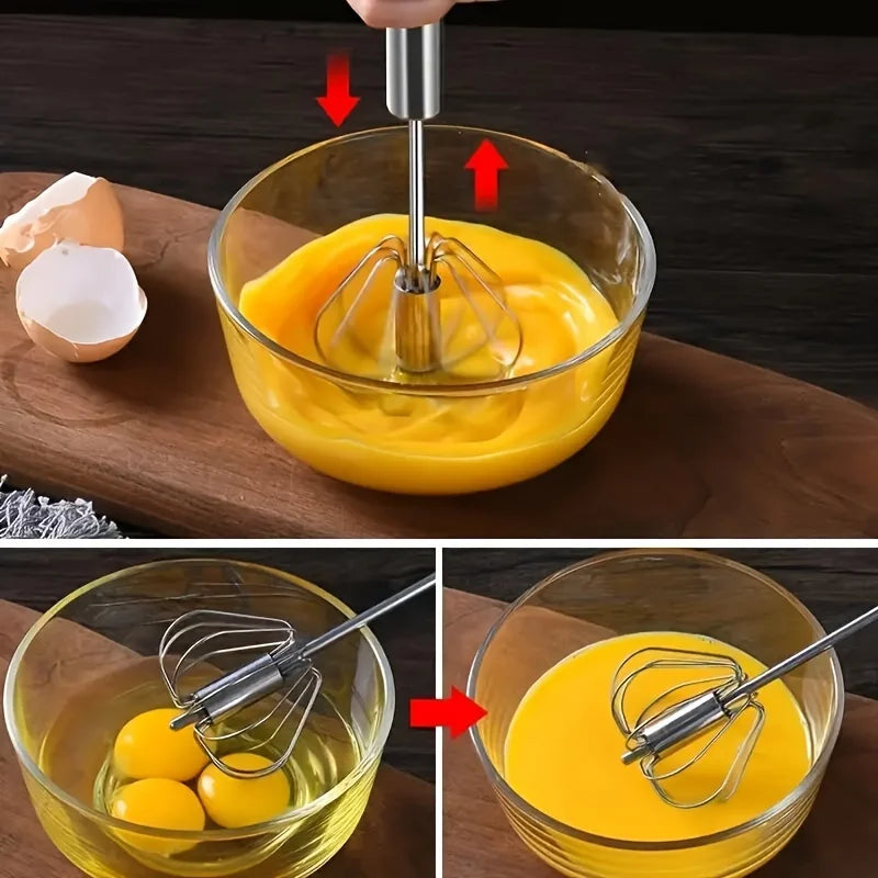 Stainless Steel Egg Beater Durable Semi-Automatic Mixer for Effortless Egg Whipping