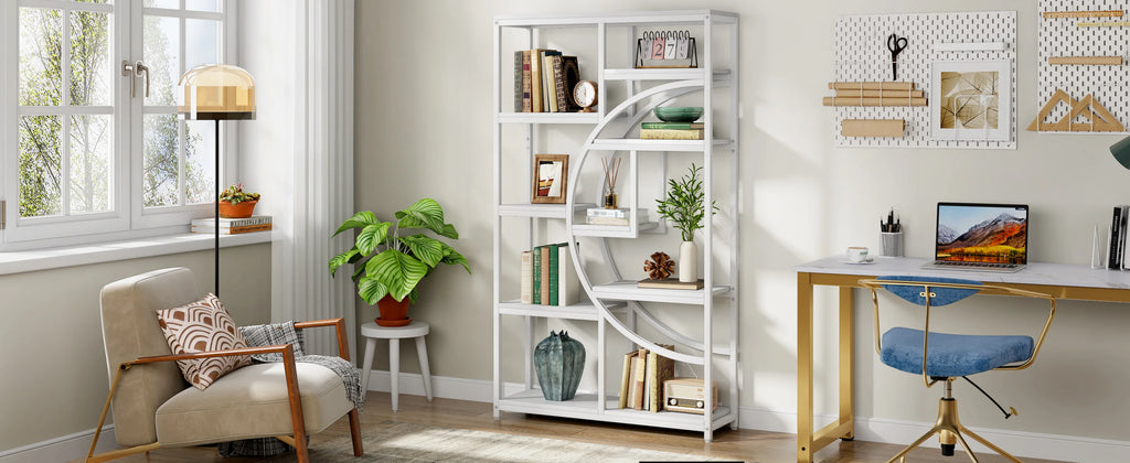 Tribesigns Bookshelf, Industrial 5 Tier Etagere Bookcase, Freestanding Tall Bookshelves Display Shelf Storage Organizer