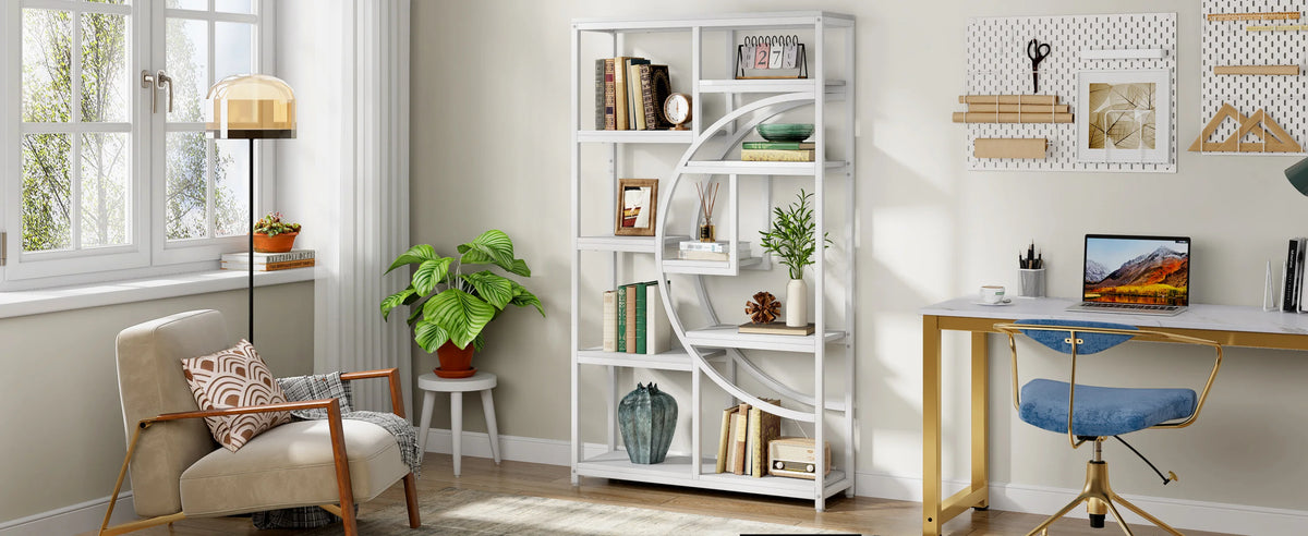 Tribesigns Bookshelf, Industrial 5 Tier Etagere Bookcase, Freestanding Tall Bookshelves Display Shelf Storage Organizer