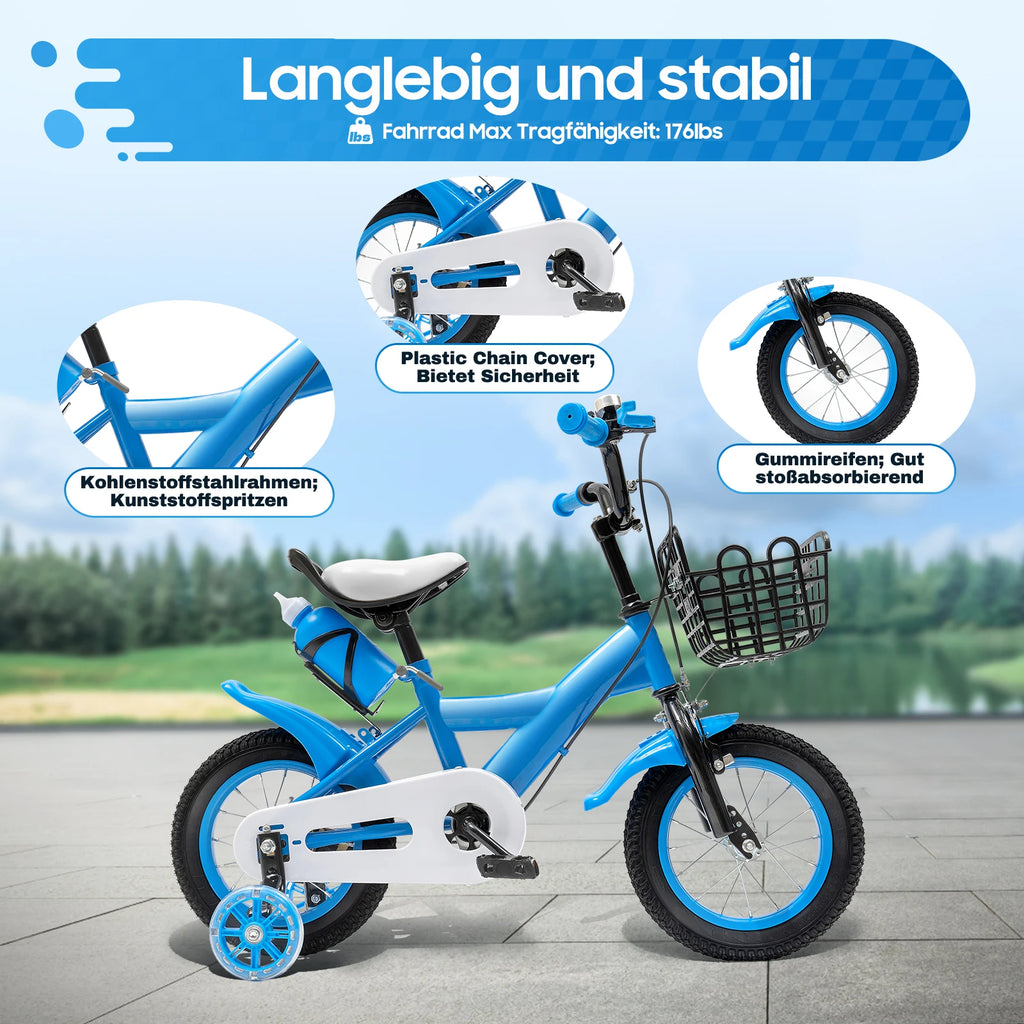 Blue/yellow/red Kids Bike 12 Inch Bicycle for Kids Young Girls Kids Bike Suitable 2-4 Years Old