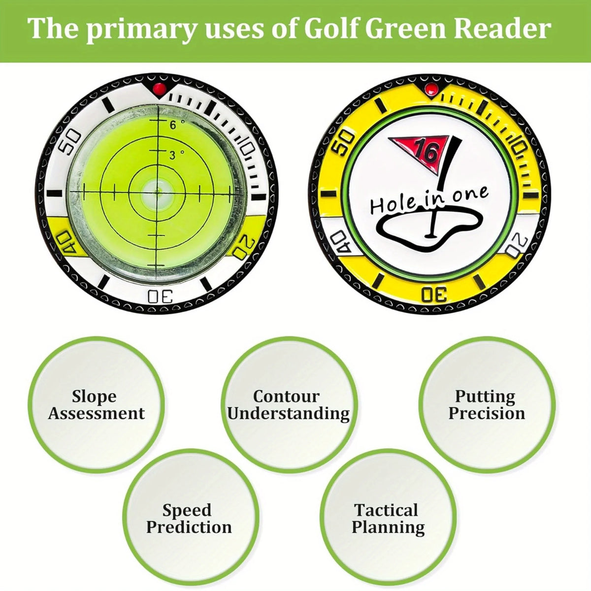 Golf Ball Marker for Putting Green Golf-Green Reader with High Precision Slope Reading Aid