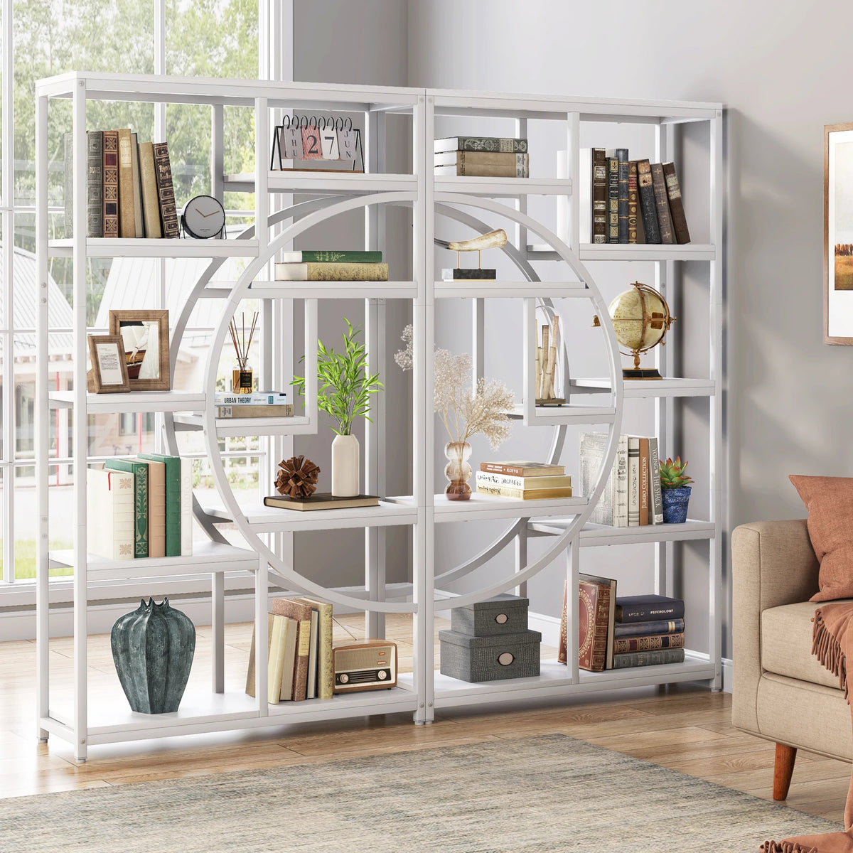 Tribesigns Bookshelf, Industrial 5 Tier Etagere Bookcase, Freestanding Tall Bookshelves Display Shelf Storage Organizer