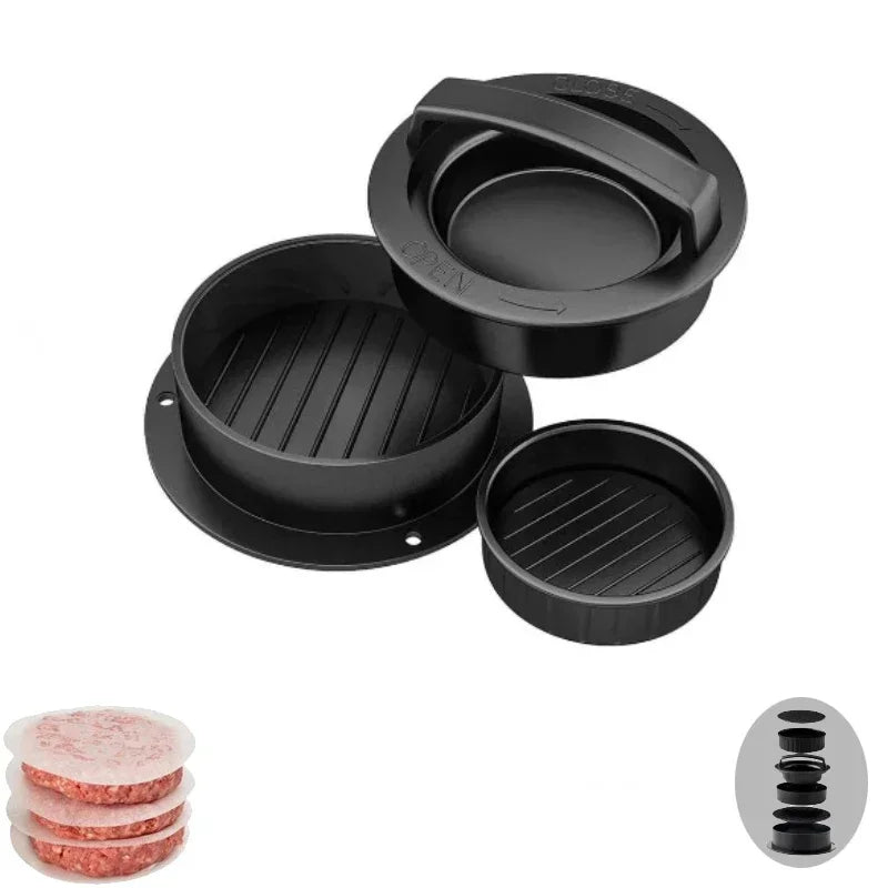 Hamburger Maker Press With 100 Patty Papers Round Non-Stick Meat Beef Grill Burger Press Patty Mold