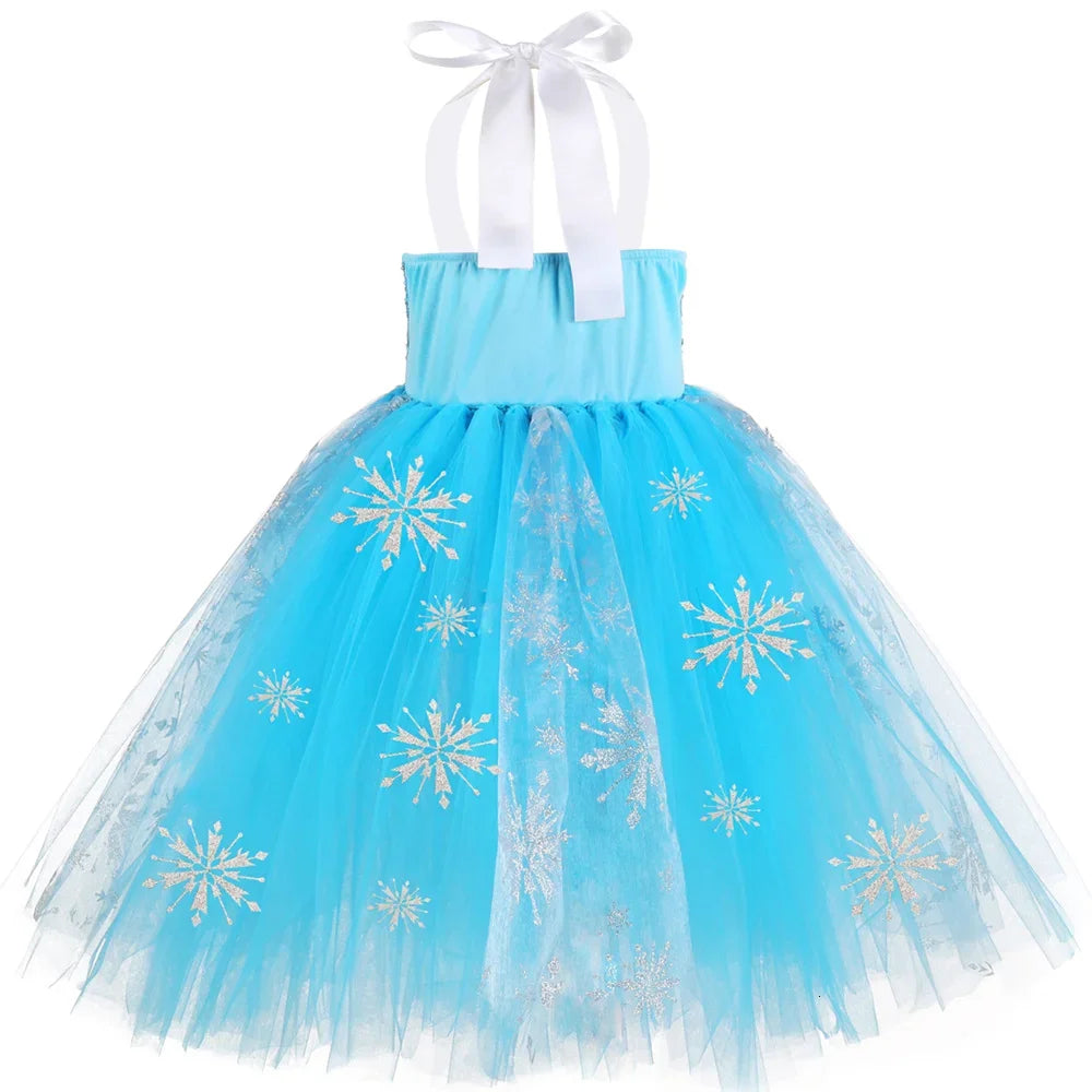 Elsa Costume for Girls Sky Blue Snow Queen Tutu Dress