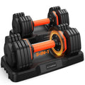Adjustable Dumbbell Set of 2, 5-in-1/10-in-1 Weights Dumbbell Set with Storage Box, 25lbs/55lbs,