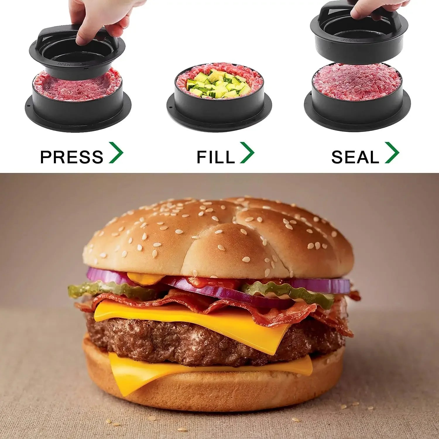 Round Chopped Burger Burger Accessories Gadgets Cuisine ABS Press Fors Cutlet Mold Crush Hamburger Patty Maker Device Beef Grill