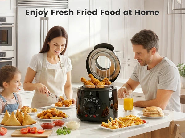 SUPERLEX Electric Deep Fryer 1L For Home Temperature Control Visual Window Removable Oil Tank Easy‑Clean