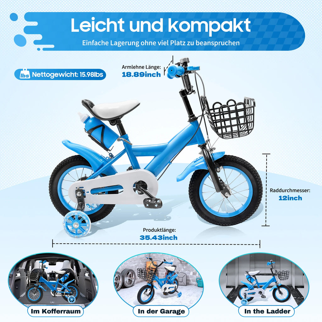 Blue/yellow/red Kids Bike 12 Inch Bicycle for Kids Young Girls Kids Bike Suitable 2-4 Years Old