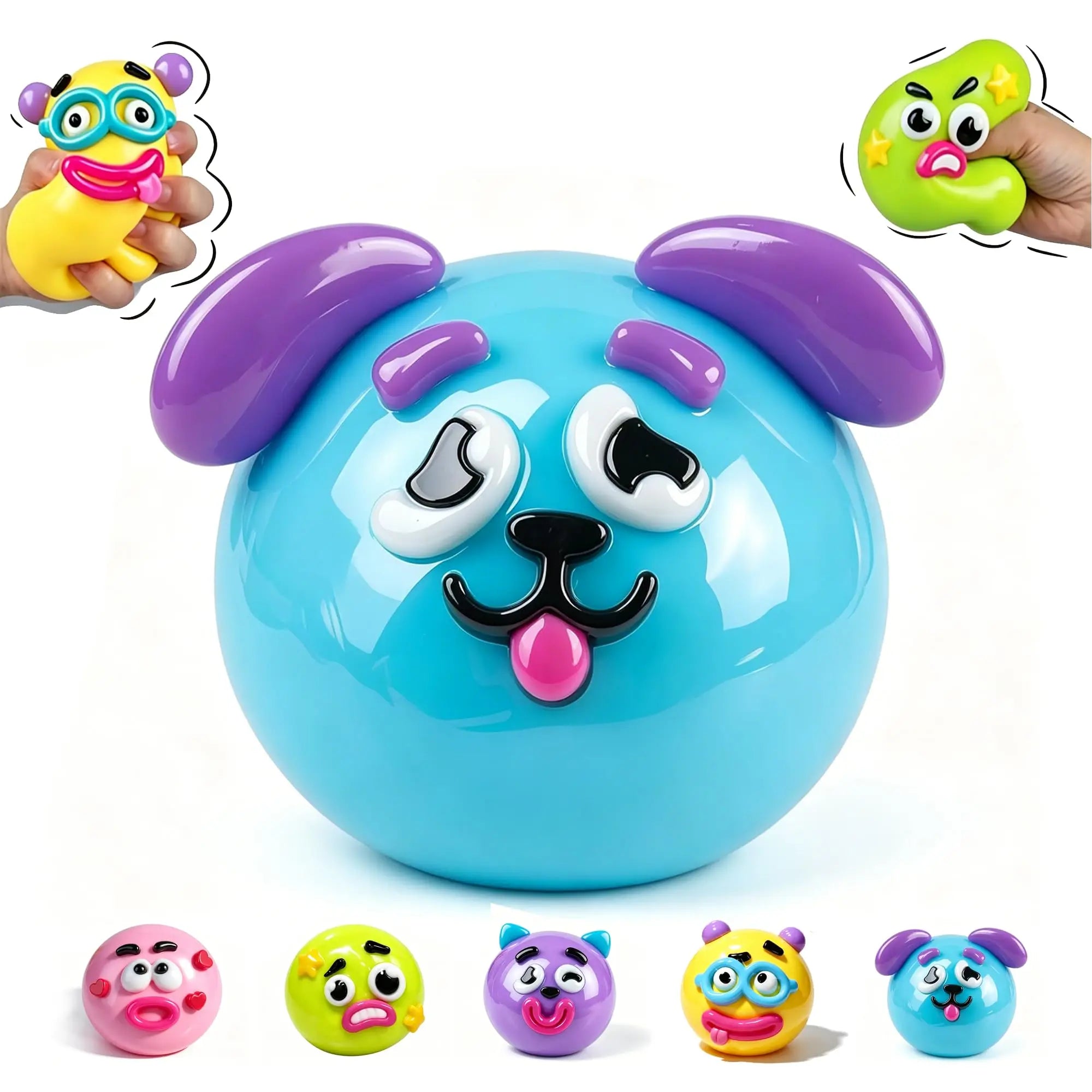 5Pack Smushers Face Squishy Toy Face Swap Squishy Toy Soft Taba Moldable Cute Slow Rise Squeeze Toy Relaxing Sensory