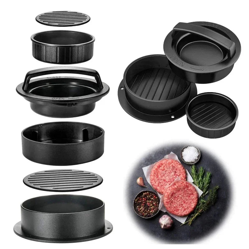 Hamburger Maker Press With 100 Patty Papers Round Non-Stick Meat Beef Grill Burger Press Patty Mold