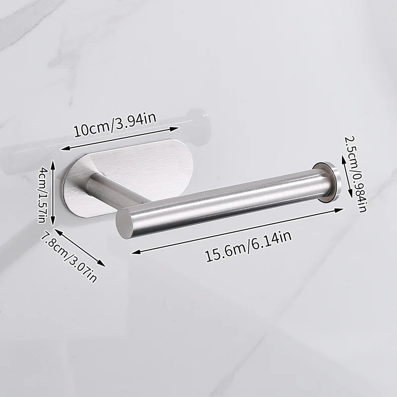 Stainless Steel Toilet Paper Holder, No Drill Wall Mount Tissue Roll Holder for Bathroom, Self Adhesive, Rustproof