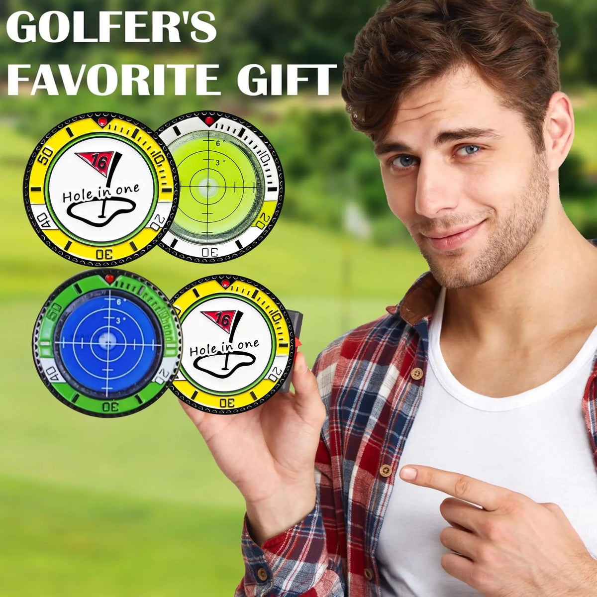 Golf Ball Marker for Putting Green Golf-Green Reader with High Precision Slope Reading Aid