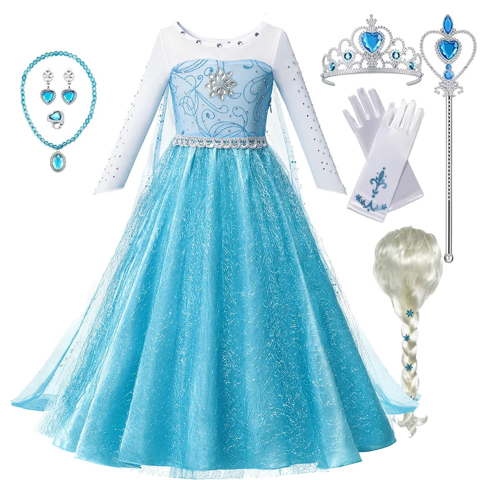 Queen Elsa Anna Costume Girls Princess Dress Toddler Halloween