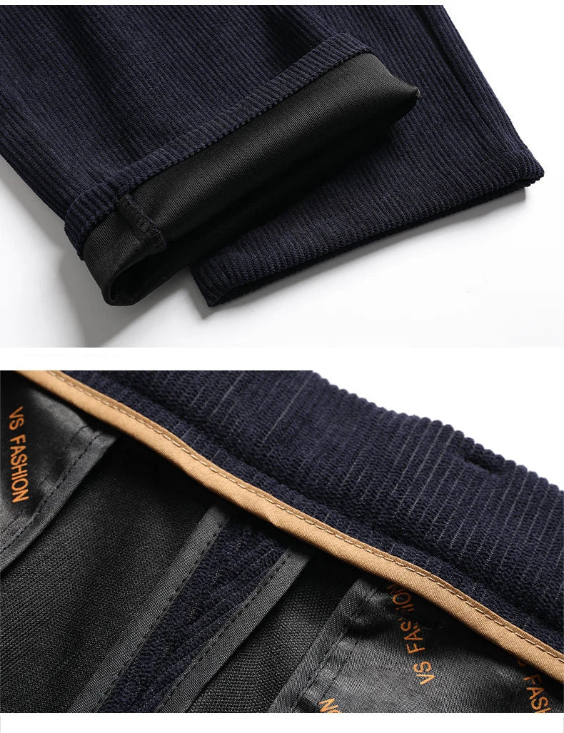 New Mens Corduroy Pants Classic Business Casual Pants Straight Leg Regular Fit Dress Pants Commuting Suit Pants