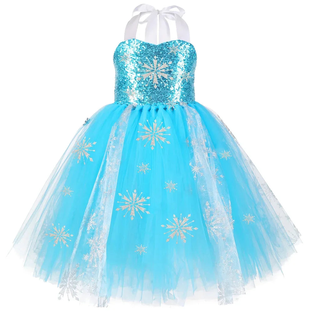 Elsa Costume for Girls Sky Blue Snow Queen Tutu Dress