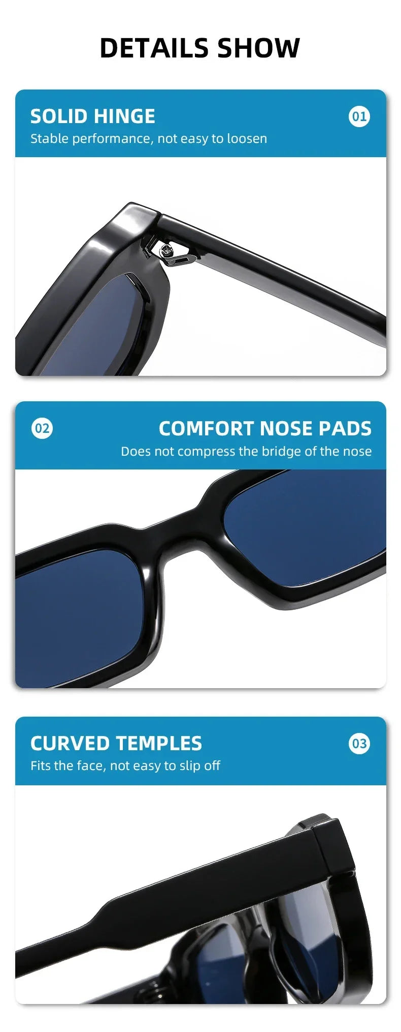 Fashion Blue Square Sunglasses For Women Men Retro Luxury Designer Clear Lens Sun Glasses Shades UV400 Eyeglasses