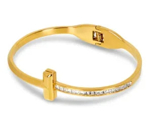 Beads Punk Gold Plated Thick Textured Open Bracelet Bangle for Women and Men