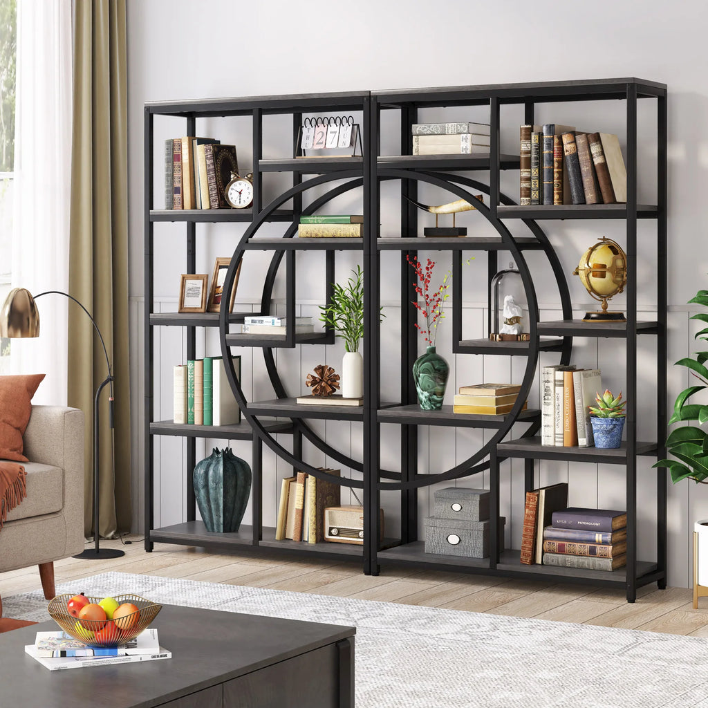 Tribesigns Bookshelf, Industrial 5 Tier Etagere Bookcase, Freestanding Tall Bookshelves Display Shelf Storage Organizer