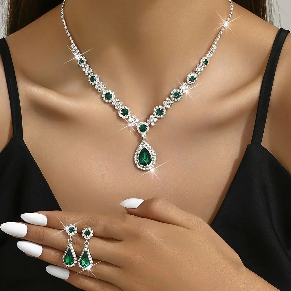 Fashionable Crystal Jewelry Necklace And Earring Set