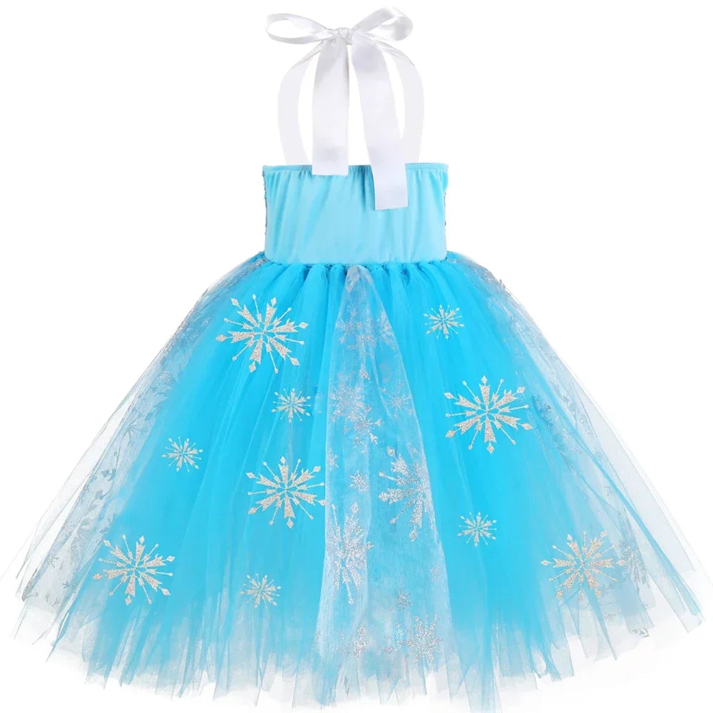 Elsa Costume for Girls Sky Blue Snow Queen Tutu Dress