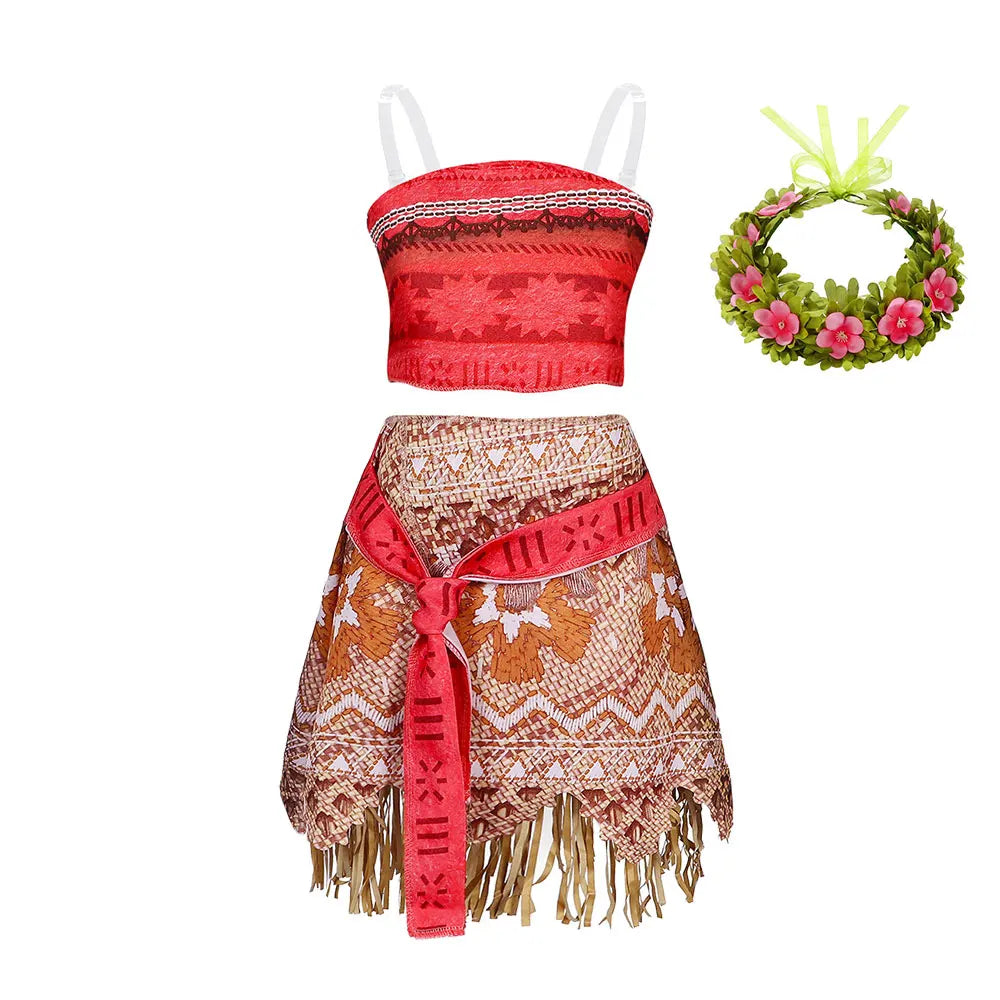 Moana Adventure Cartoon Costume Two Pieces-Polynesian Style