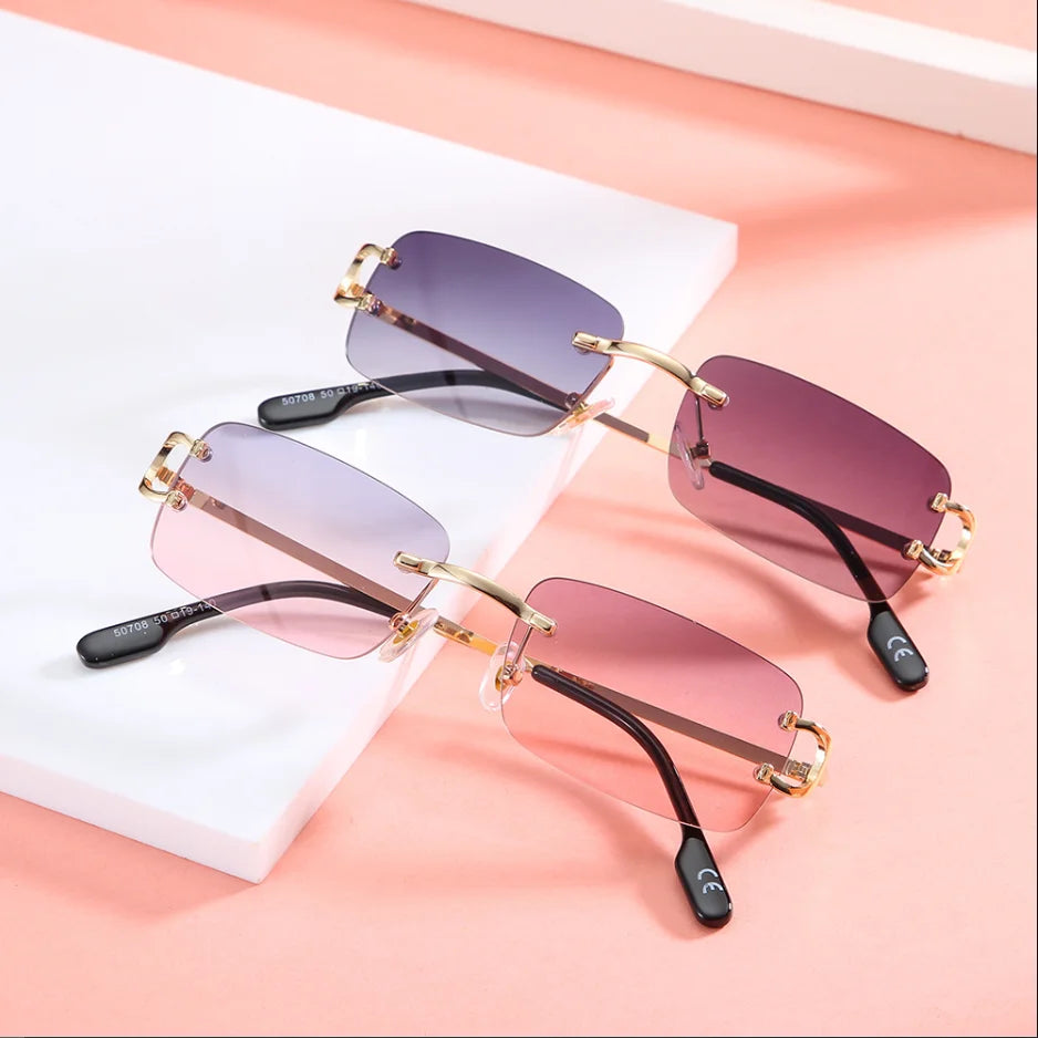 Metal Sunglasses-Vintage Square Frame