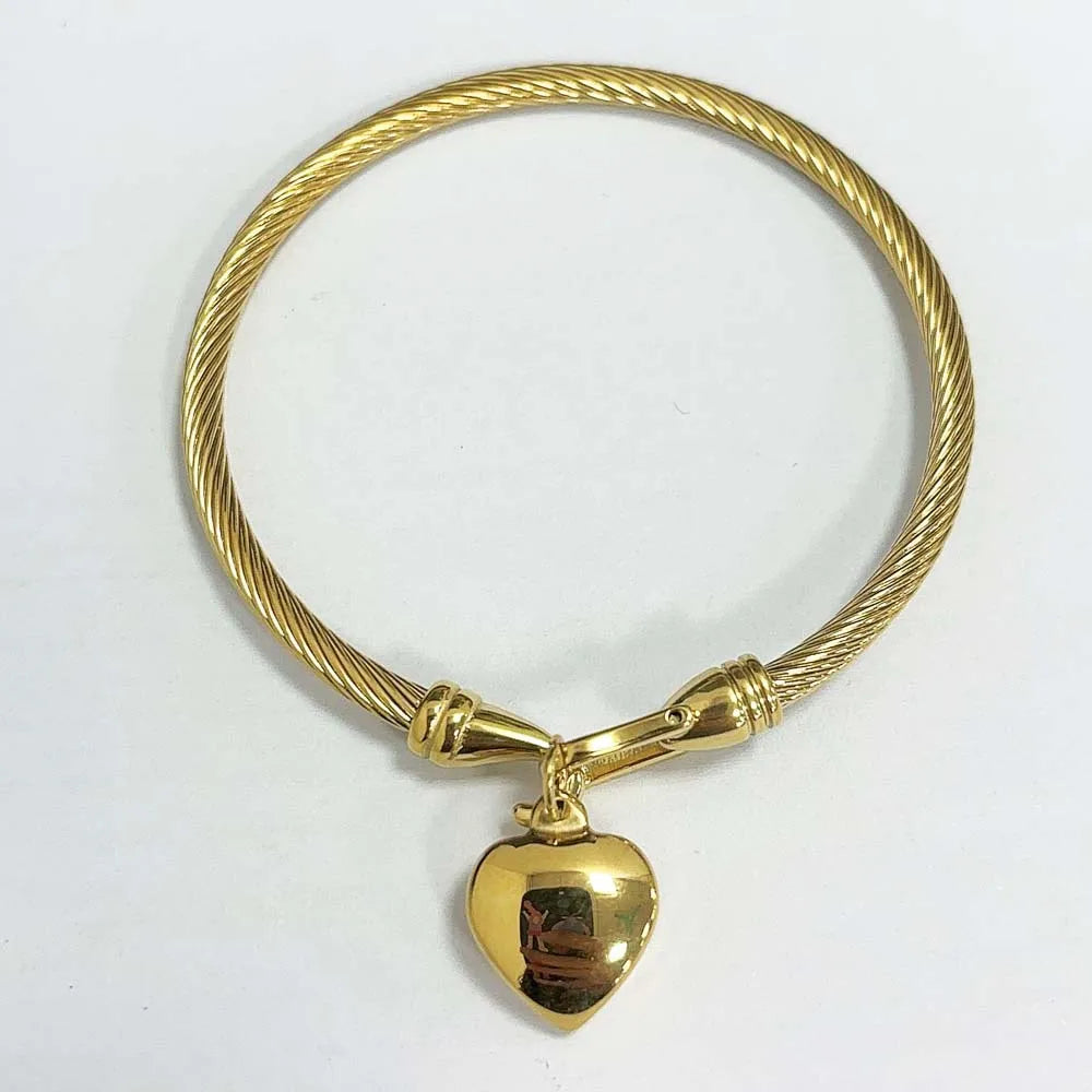 Beads Punk Gold Plated Thick Textured Open Bracelet Bangle for Women and Men