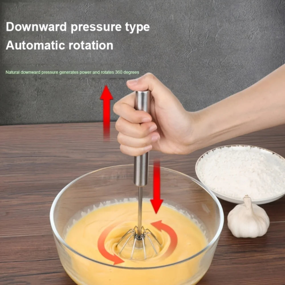 Stainless Steel Egg Beater Durable Semi-Automatic Mixer for Effortless Egg Whipping