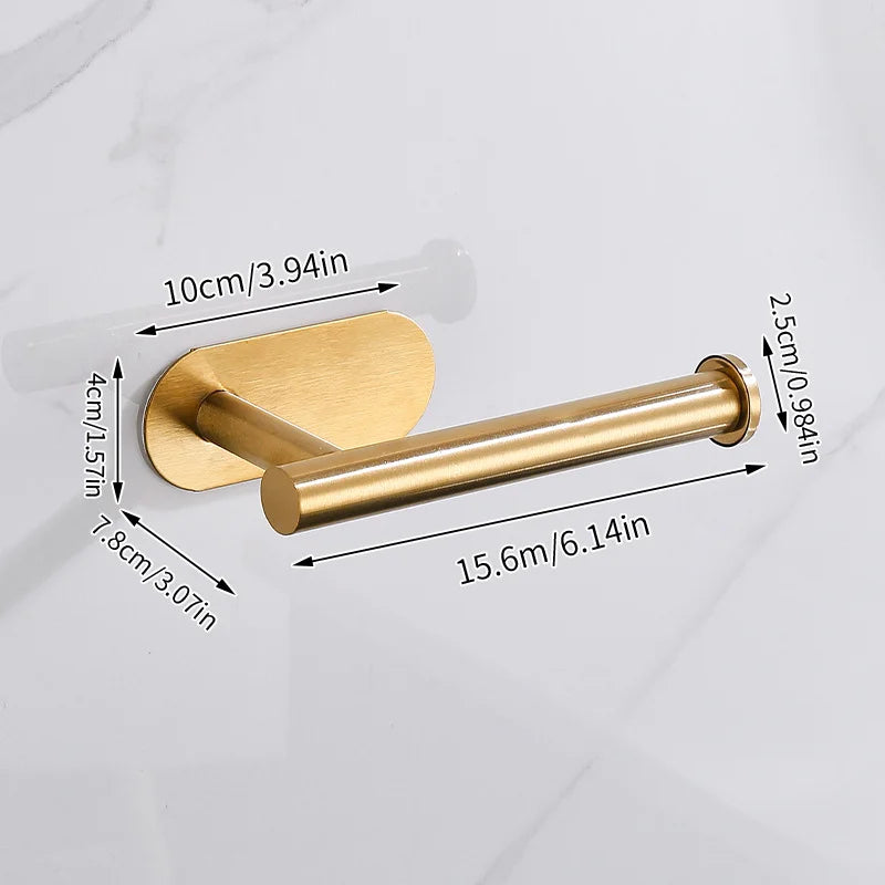 Stainless Steel Toilet Paper Holder, No Drill Wall Mount Tissue Roll Holder for Bathroom, Self Adhesive, Rustproof