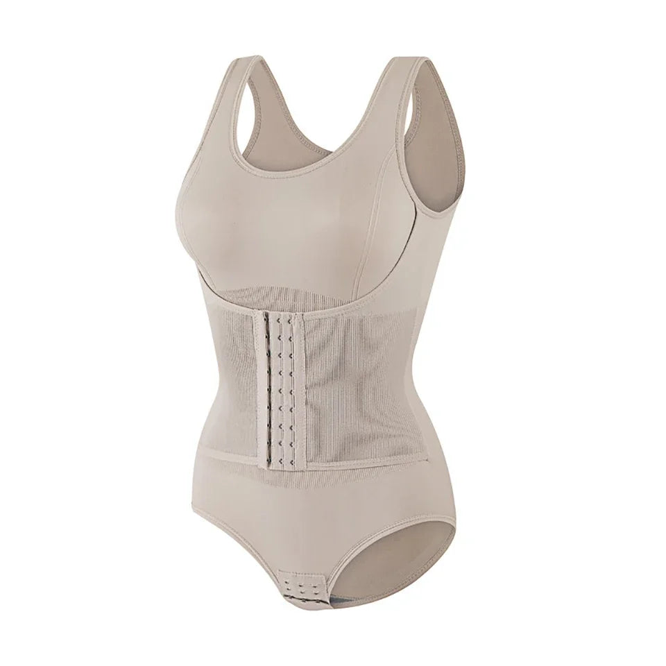 Women Bodysuit Shapewear with Zipper Belt Tummy Control Fajas Body Shaper Snap Crotch Waist Trainer Slimming Cincher Corset Tops