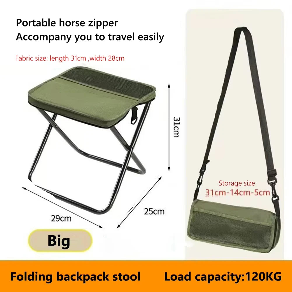 Folding stool for outdoor leisure, camping, and hiking fishing trips, convenient shoulder bag style portable stool for storage