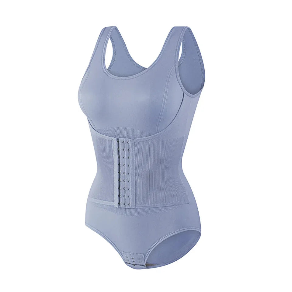 Women Bodysuit Shapewear with Zipper Belt Tummy Control Fajas Body Shaper Snap Crotch Waist Trainer Slimming Cincher Corset Tops